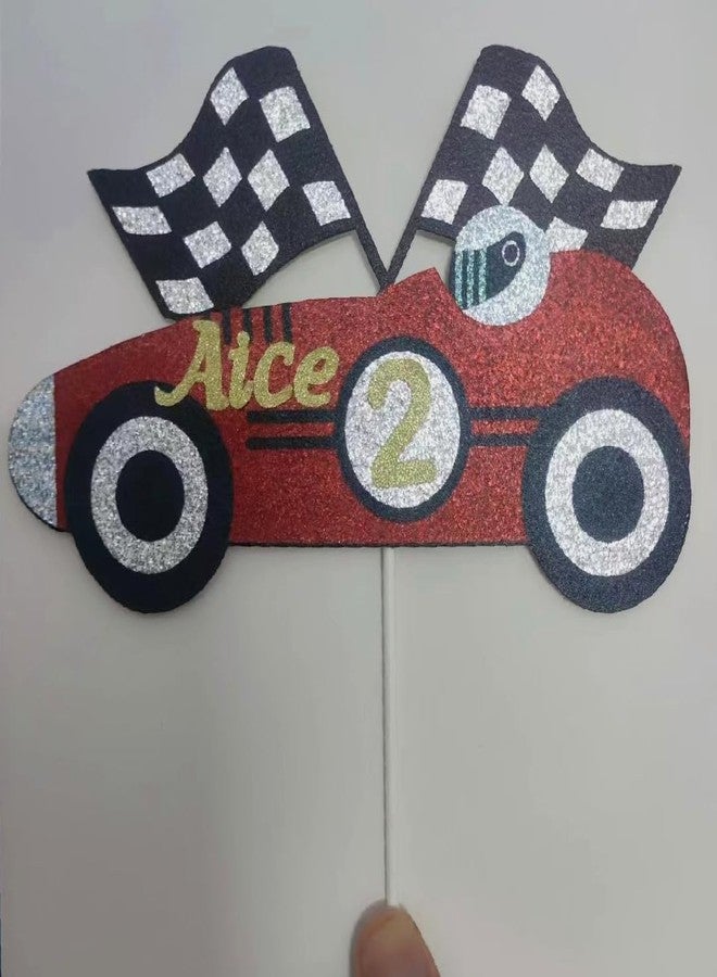 ChoJoy Fast 1 2 3 Cake Topper DIY Race Car Bithday Decoration with Race Car Checkered Flag DIY Letter Number for Race Car Driver Checkered Racing Themed Party - Image 3